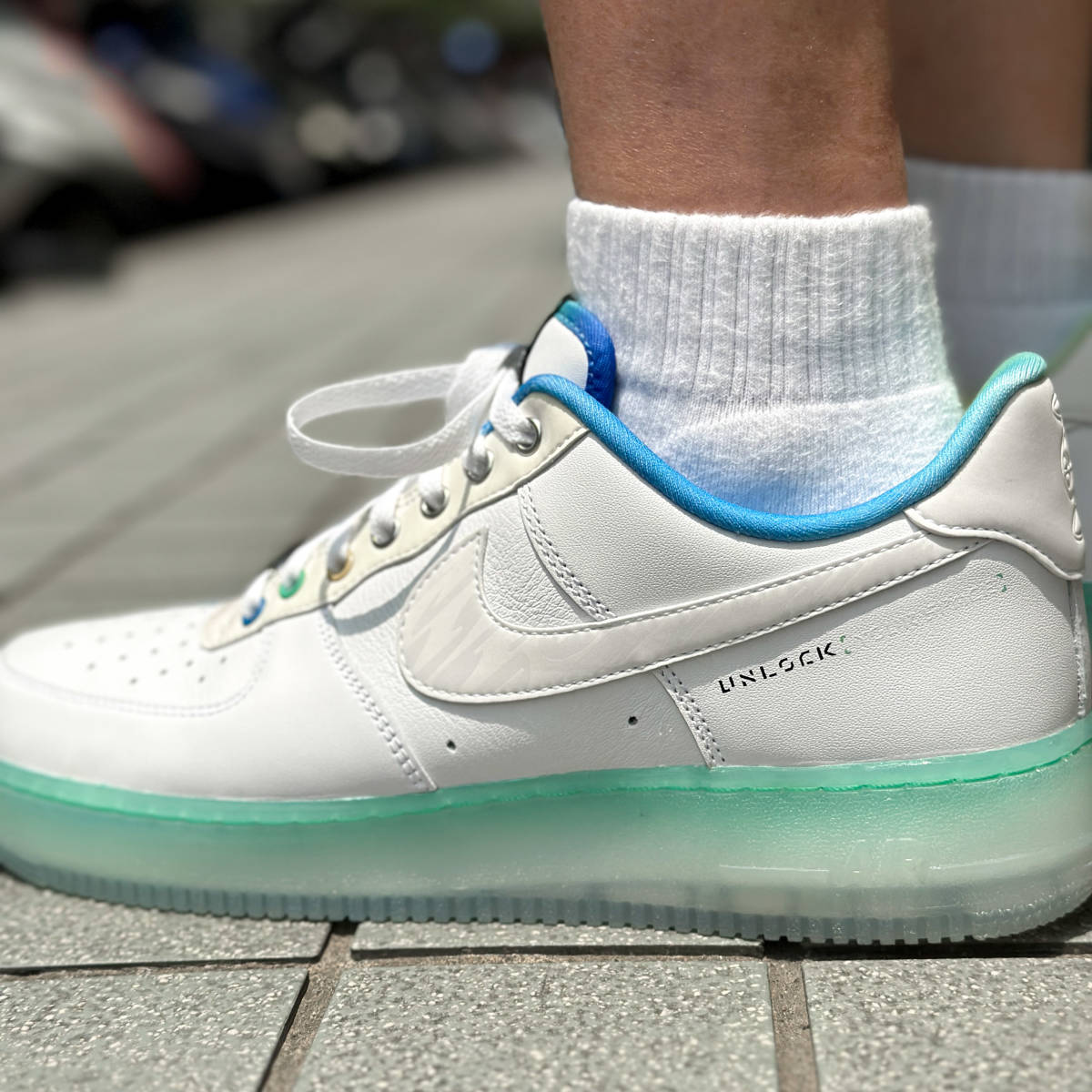 バスケットシューズ バッシュ スニーカー ナイキ Nike Air Force 1 Low '07 PRM Unlock White/Green ストリート FJ7066-114 US10.5 28.5CM_画像6