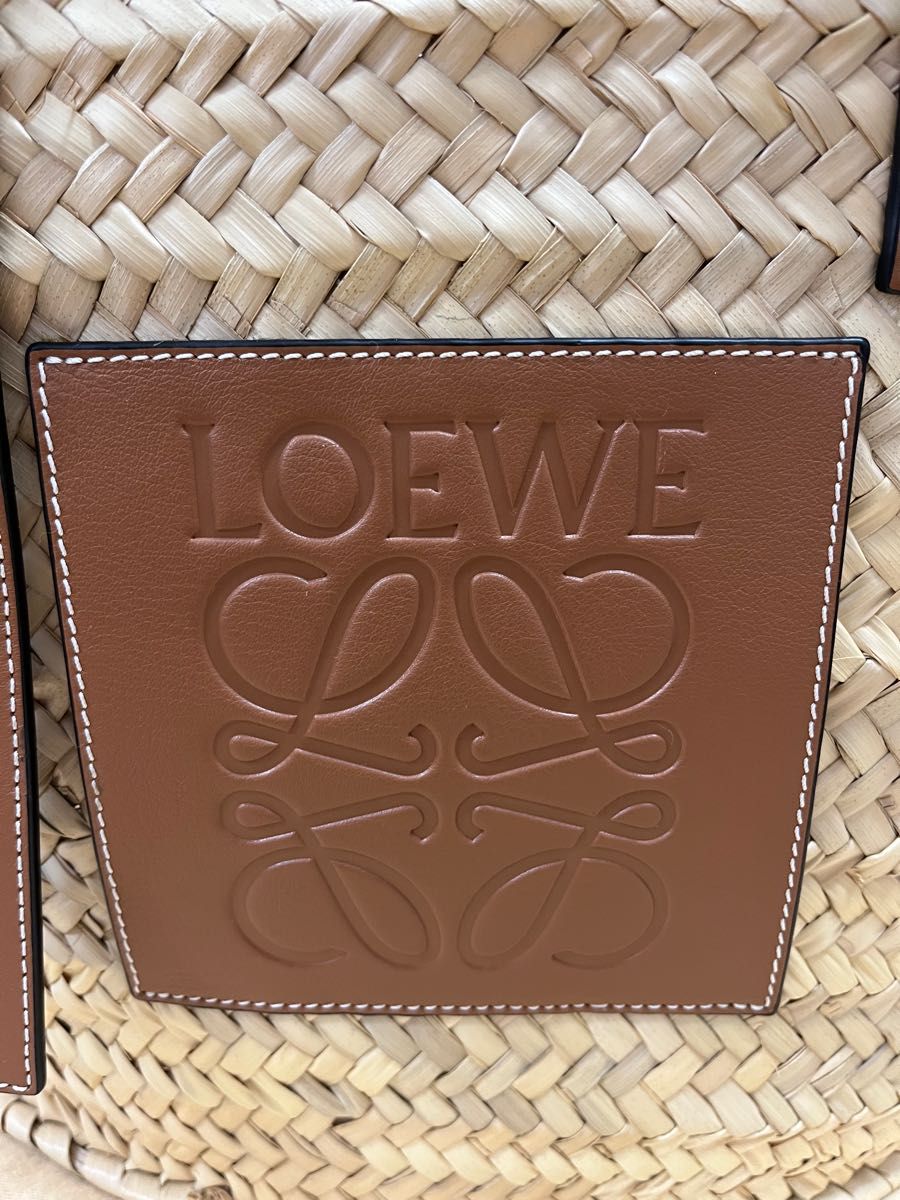 美品 正規品 LOEWE ロエベ かごバッグ ラフィア TAN トート ラージ バスケット