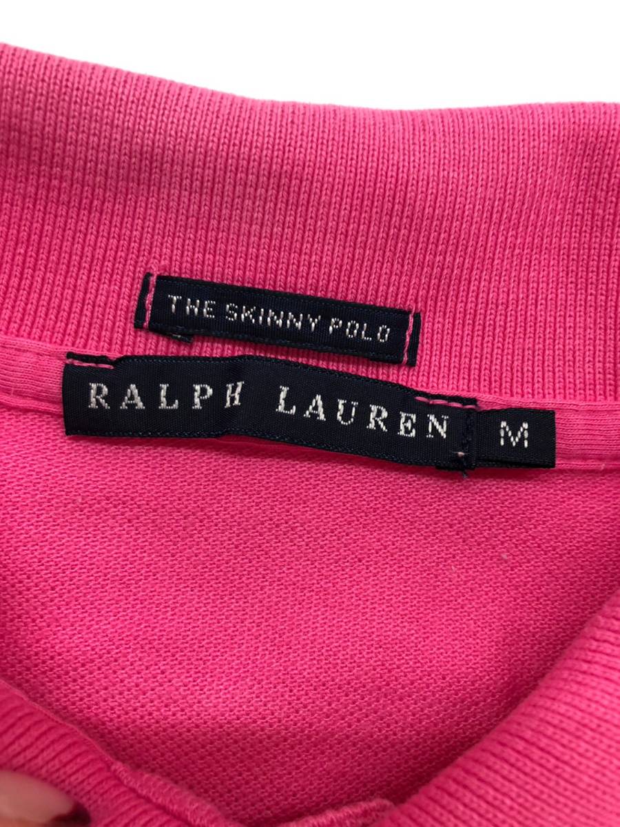 □RALPH LAUREN 半袖ポロシャツ M ピンク ラルフローレン レディース THE SKINNY POLO ロゴ刺 複数落札同梱OK B230925-306●_画像3