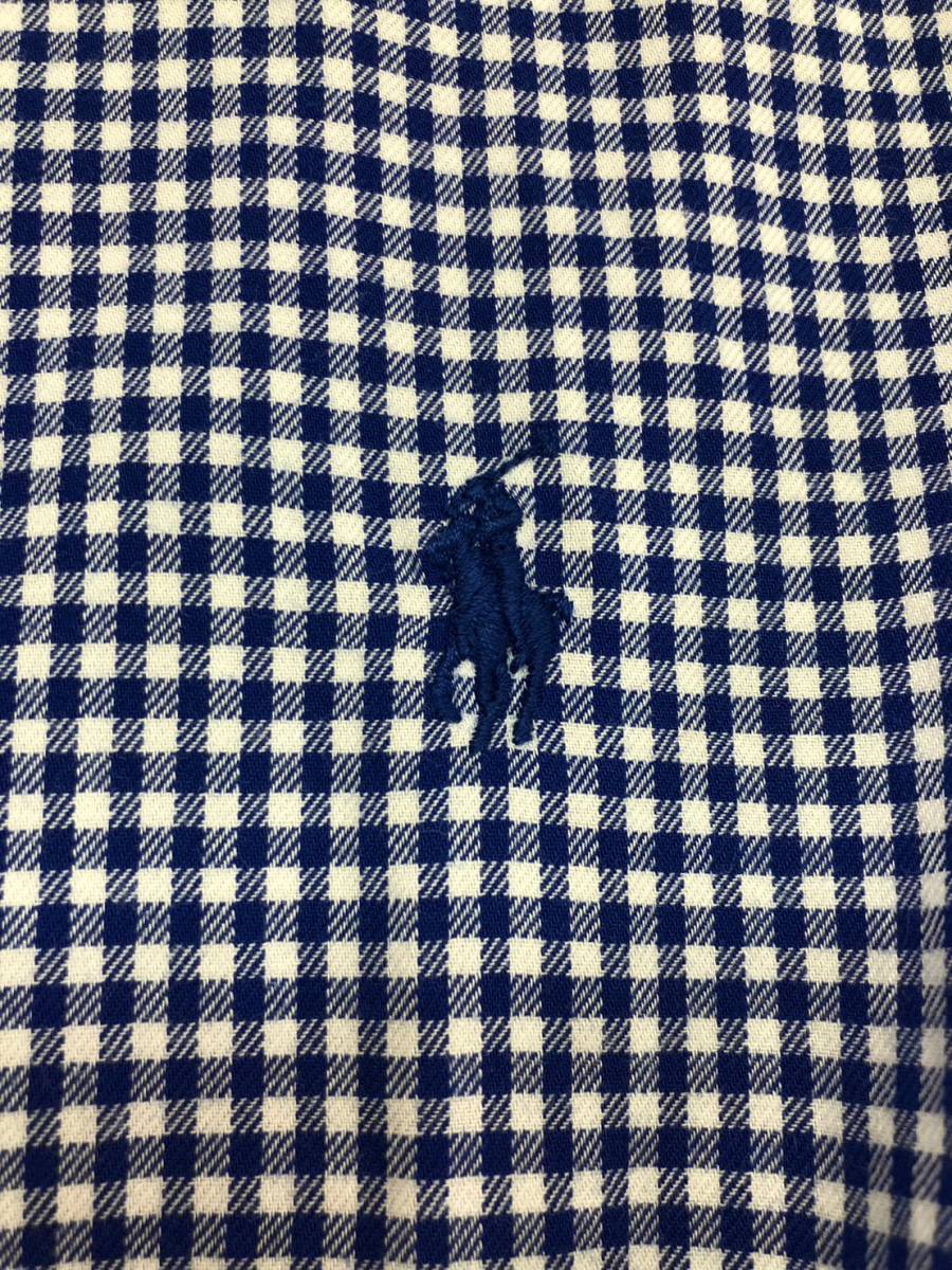 □POLO RALPH LAUREN 長袖シャツワンピース 16(160) 青 ブロックチェック柄 ポロラルフローレン キッズ ロゴ刺 複数落札同梱OK B230928-4_画像5