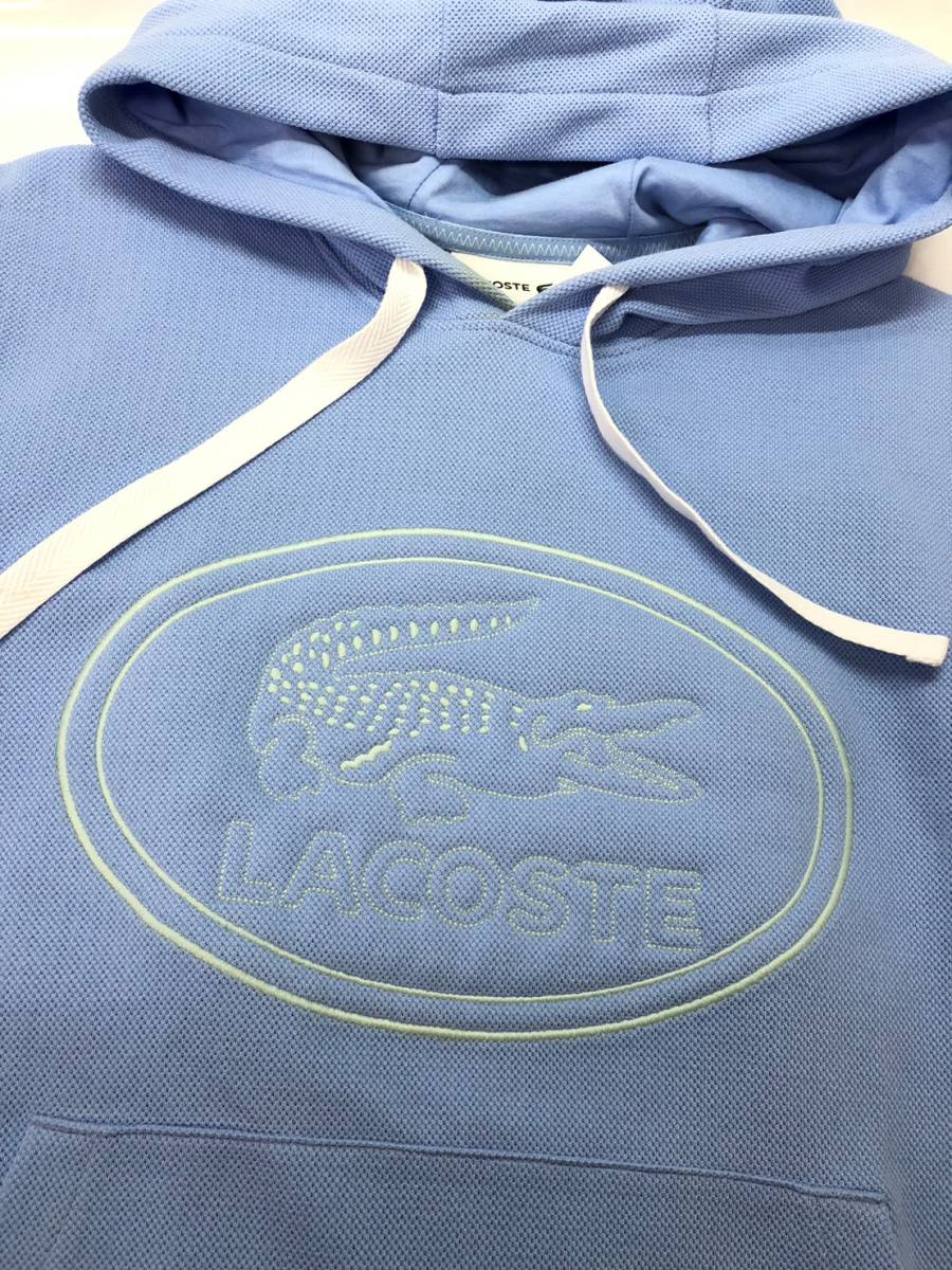 □展示品□LACOSTE パーカー 2 水色 ラコステ メンズ 鹿の子地スウェット ロゴ刺繍 フーディ SH0532 複数落札同梱OK B230929-308の画像7