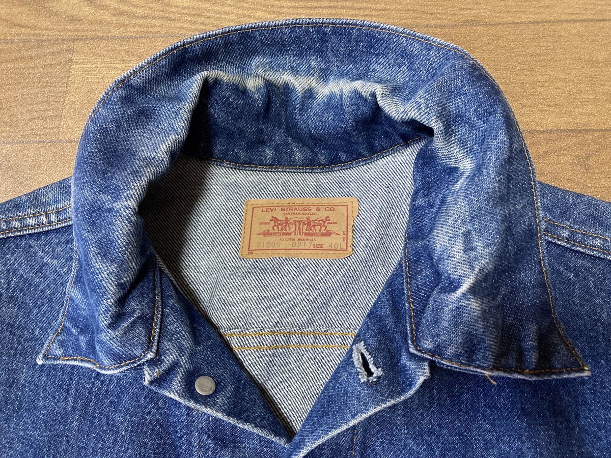 Levis リーバイス・ 80s USA製 71506-0217 Long Size40L デニムJKT 米国 コーンミルズ生地 4th Gジャン 527工場 良色落ち_画像4