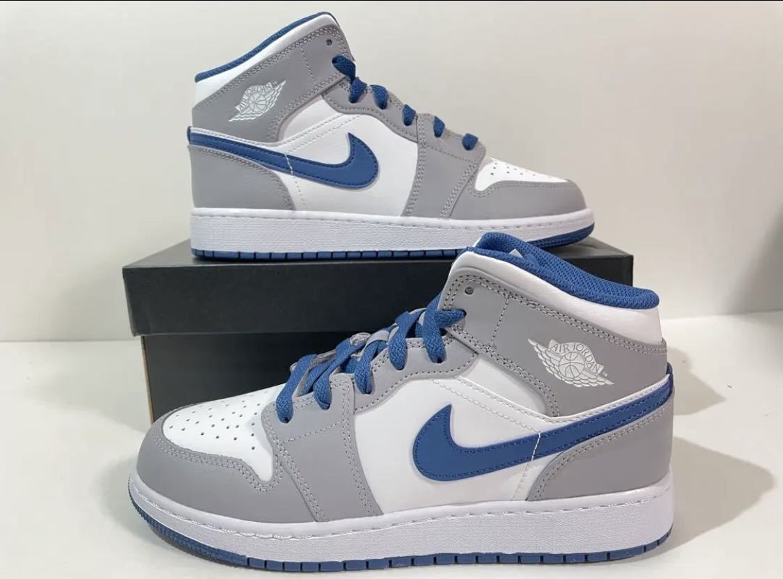 新品】24㎝ Nike Air Jordan 1 Mid GS True Blue ナイキ エア