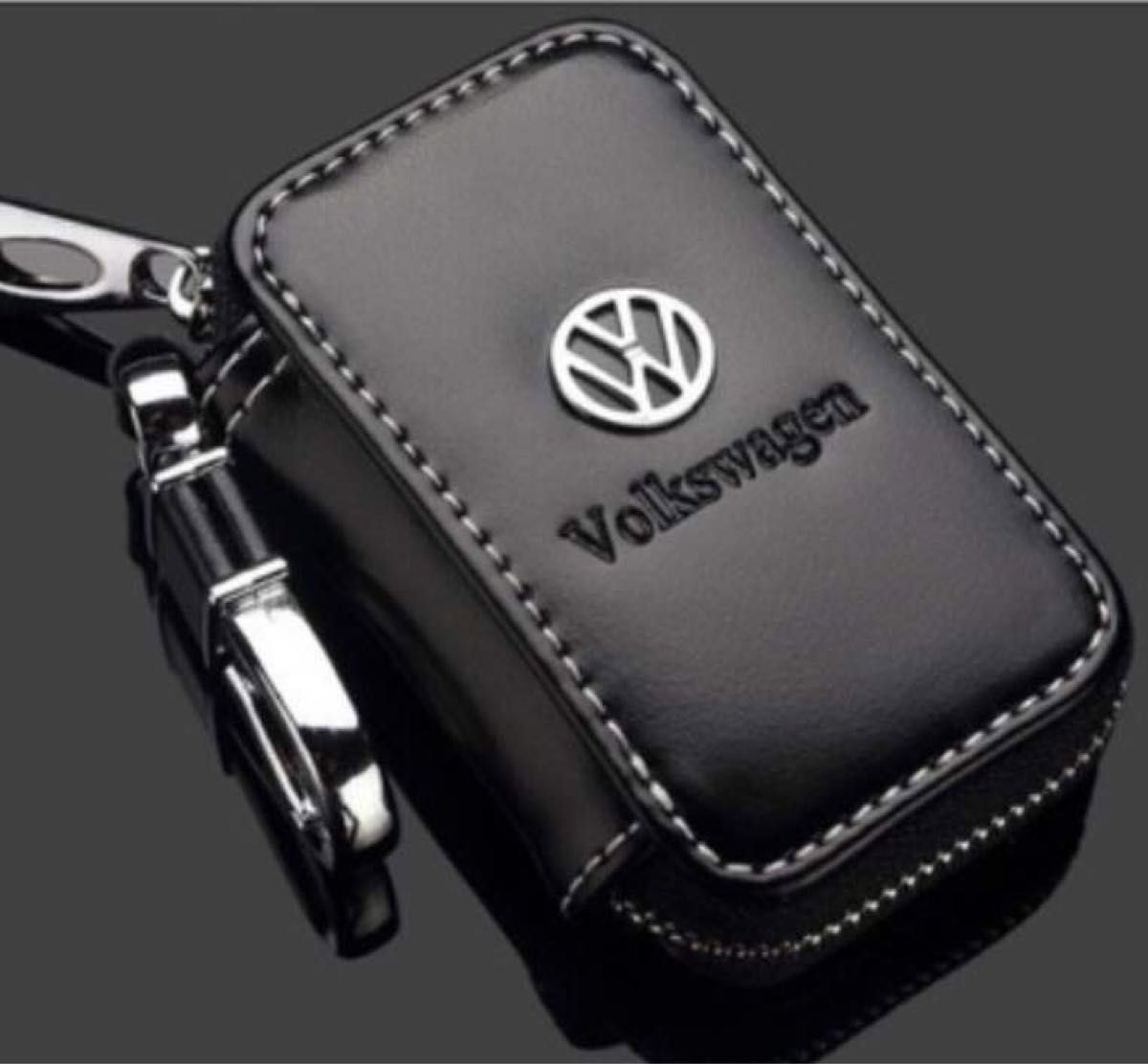 VW ロゴ付き　新品 新型 スマートキーケース キーカバー キーホルダー メンズ レディース 鍵収納　カラビナ付き　ブラック
