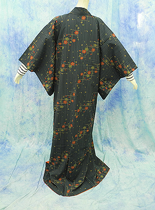 （163）洗える着物　washable 小紋　中古 pre-owned　合成繊維 　桜　手縫い　Japanese Kimono　163cm 64inch synthetic fiber