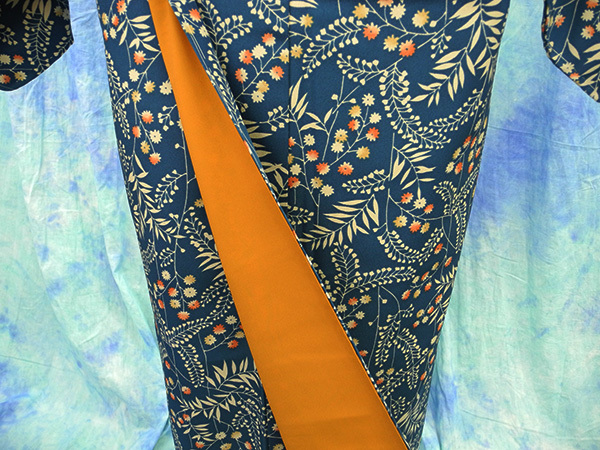 （166）洗える着物　washable　小紋　合成繊維　pre-owned　美品　Japanese Kimono 160cm 62.9inch synthetic fiber