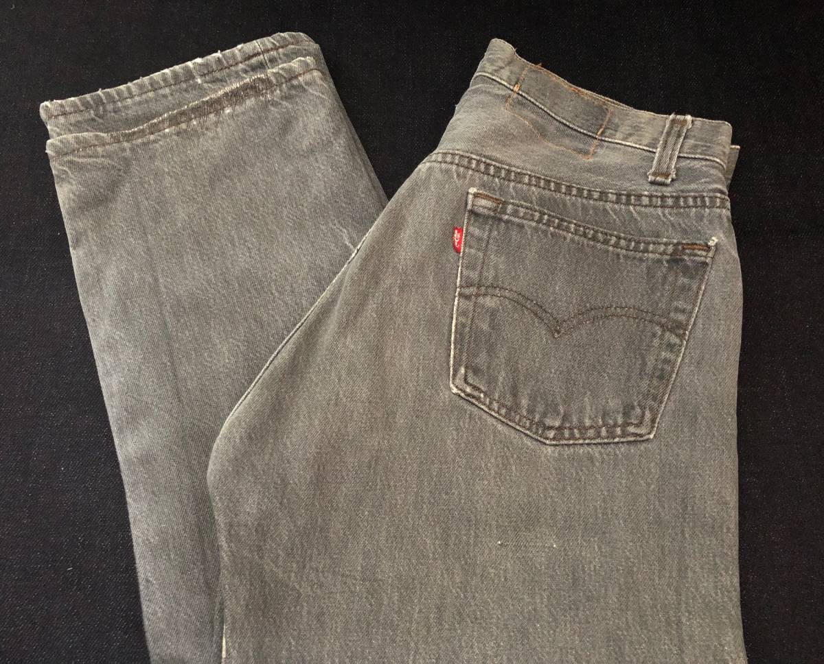 送料込み！米国製 80S LEVIS リーバイス501-0658 先染めブラック フェード 雰囲気抜群！刻印653 リペア済み ヴィンテージ[501XX