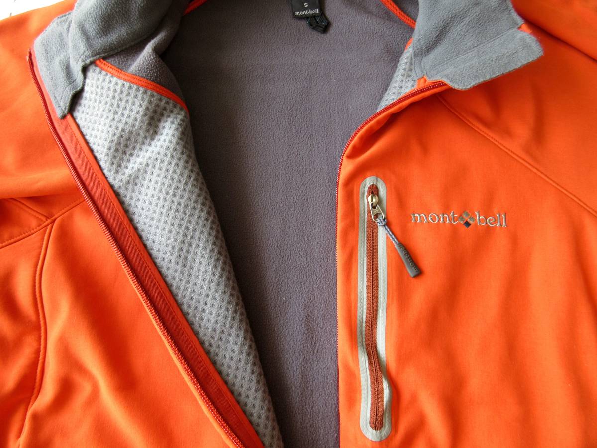 mont-bell CLIMAPRO モンベルクリマプロ ノマドジャケット メンズSサイズ フルジップ オレンジ グレー 裏起毛 _画像4