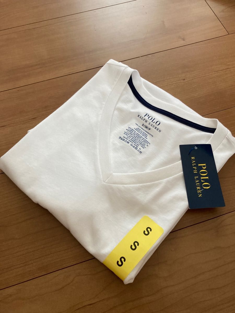 新品!ポロ・ラルフローレン Vネック Tシャツ ホワイト/白　SサイズPOLO RALPH LAUREN 1