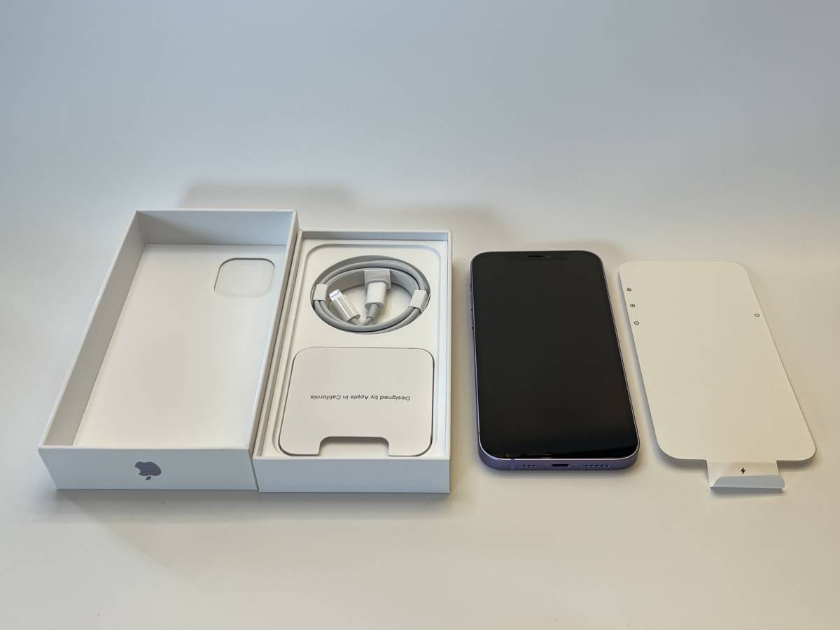 特別価格 ＃ 「外観ほぼ新品」iPhone12 64GB、Purple、SIMフリー、画面
