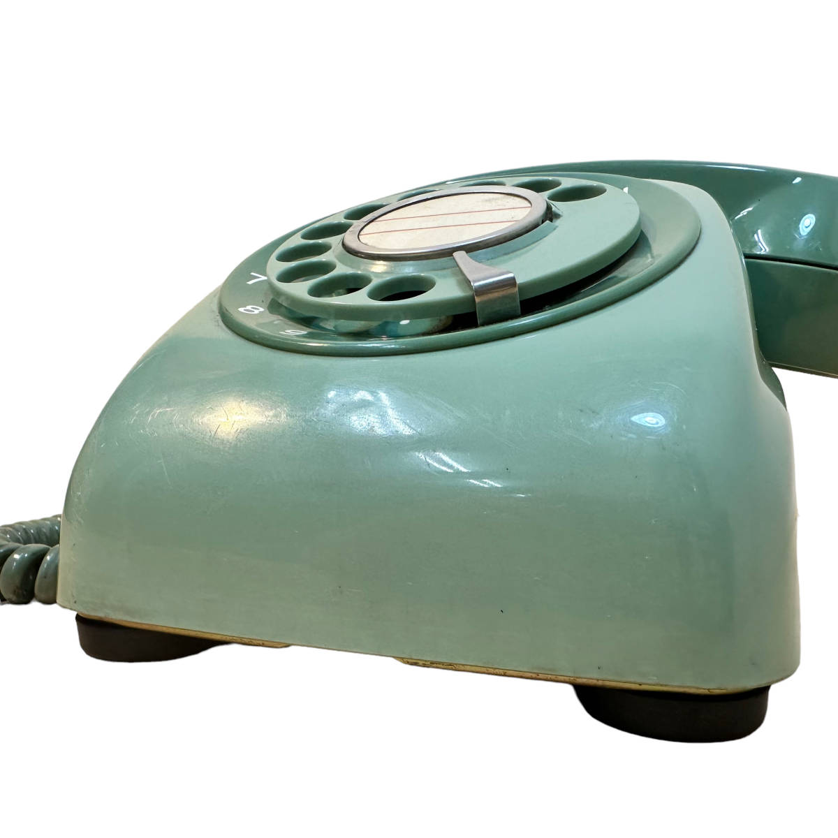 23T386_ji2 that time thing Toshiba dial type telephone machine 600-A2 color (G) 77 green retro objet d'art interior antique electro- electro- . company black telephone color telephone 