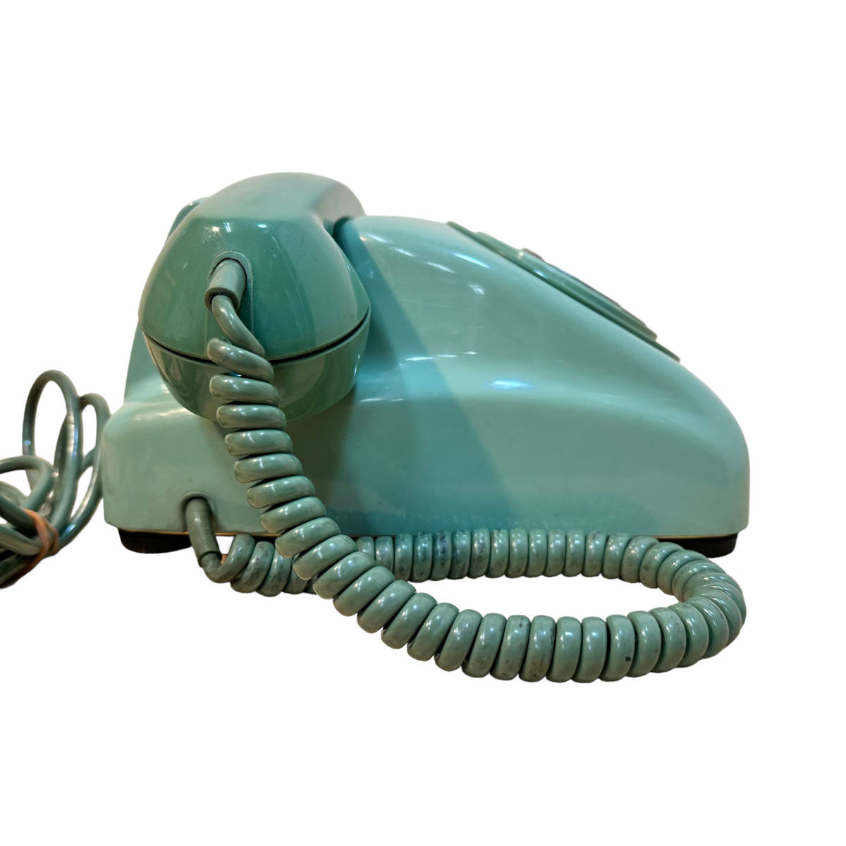23T386_ji2 that time thing Toshiba dial type telephone machine 600-A2 color (G) 77 green retro objet d'art interior antique electro- electro- . company black telephone color telephone 