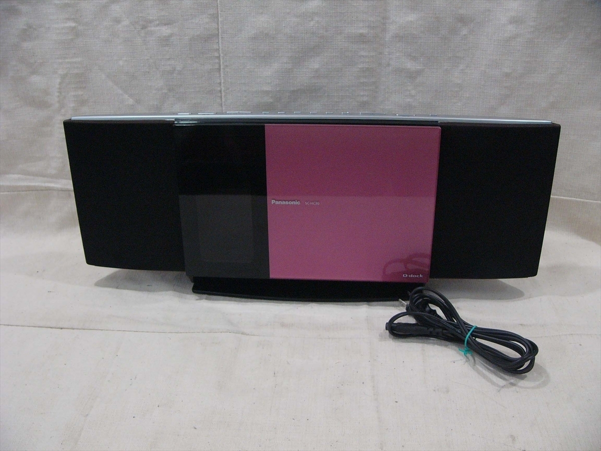 20K0173 3 Panasonic/パナソニック CD/iPod コンパクトステレオシステム SC-HC30 ピンク 2010年製 中古_画像1