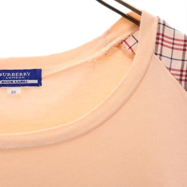 バーバリーブルーレーベル 三陽商会 半袖 Tシャツ 38 ピンク系 BURBERRY BLUE LABEL ロゴ刺繍 レディース 230907_バーバリーブルーレーベル 三陽 詳細1