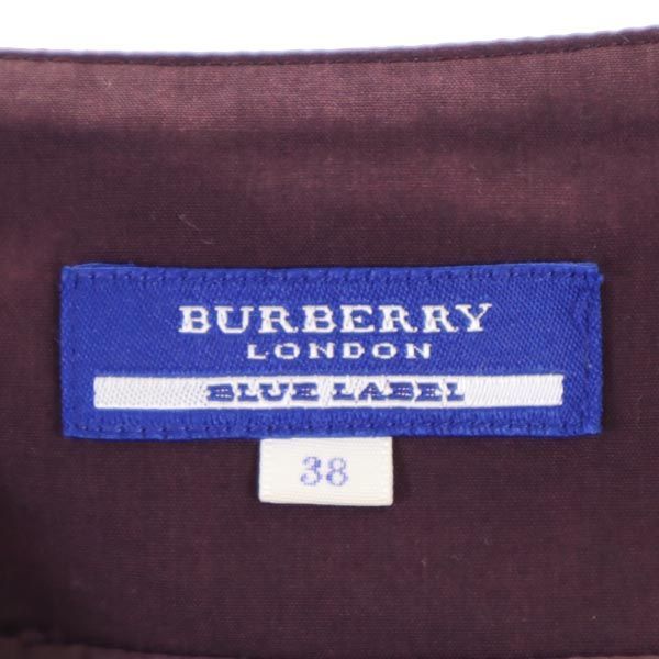 バーバリーブルーレーベル 三陽商会 ウール サイドプリーツ ミニ ノバチェック柄 スカート 38 紫系 BURBERRY BLUE LABEL レディース 230908_画像8