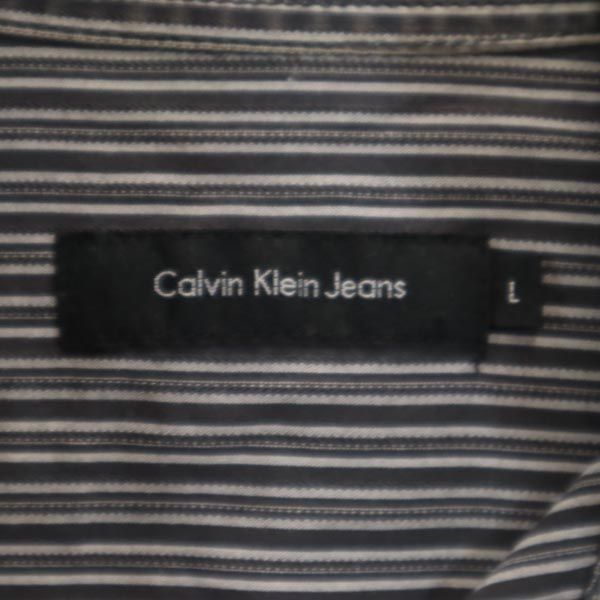 カルバンクラインジーンズ ストライプ柄 長袖 シャツ L 黒系 Calvin