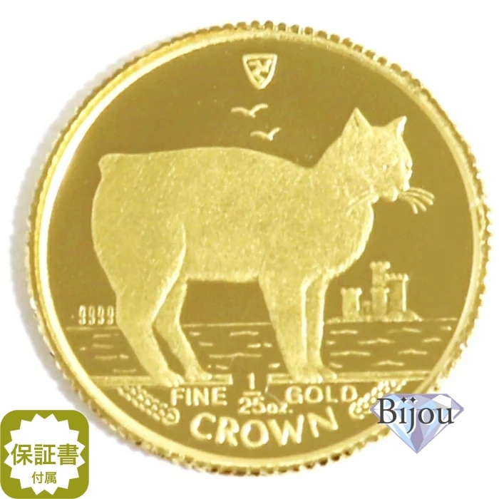 K24 остров Man кошка золотая монета монета 1/25 унция 1.24g 1988 год первый год номер man ks кошка прозрачный чехол есть манэки-нэко оригинальный золотой.