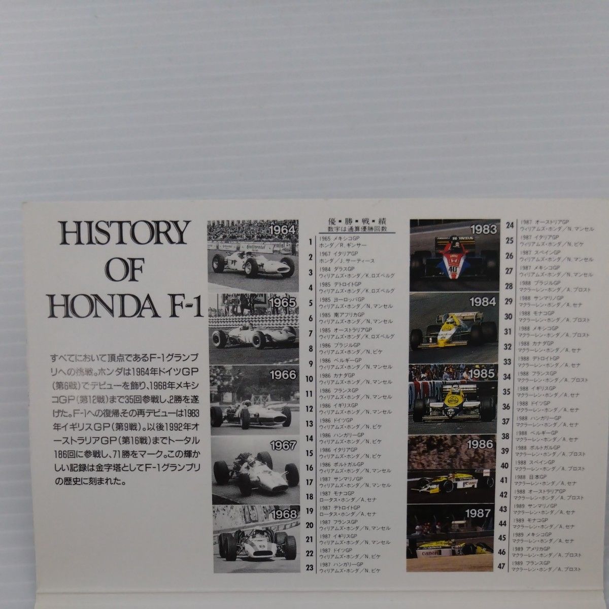 ホンダダイレクトマーケティングテレホンカード    History of HONDA  F-1