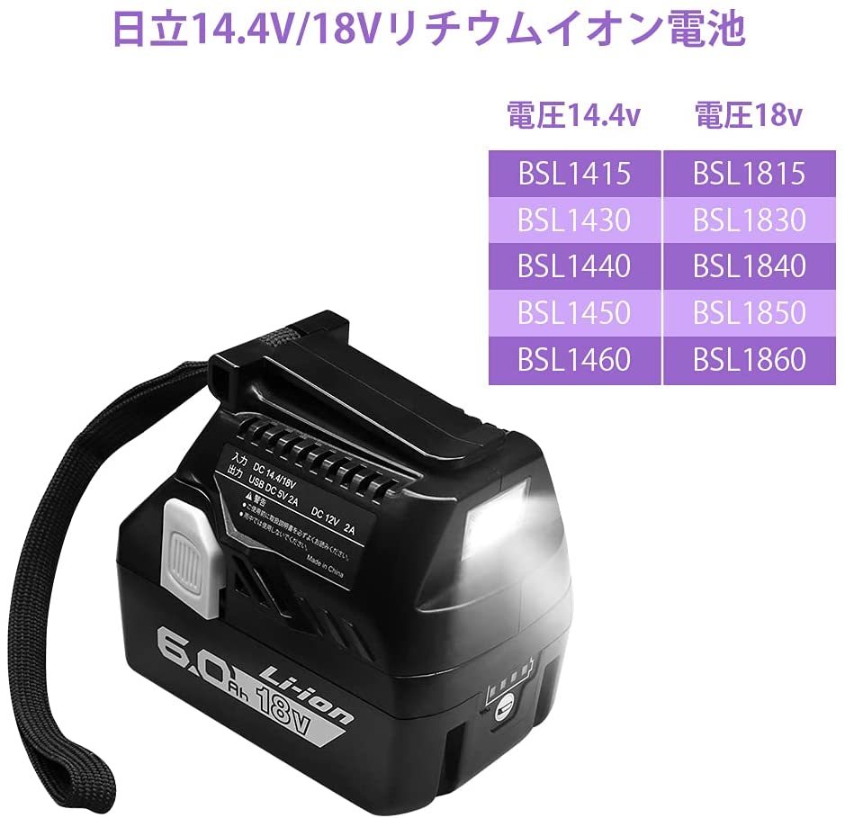 (B) HiKOKI ハイコーキ 日立 互換 bsl18ua USBアダプター ライト 14.4V・18V _画像5