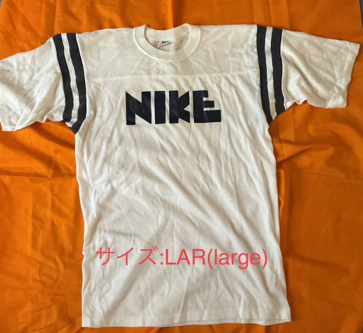 サイズL ゴツナイキ フットボール半袖Tシャツ 80s オレンジタグ USA製 ビンテージ 古着の画像1