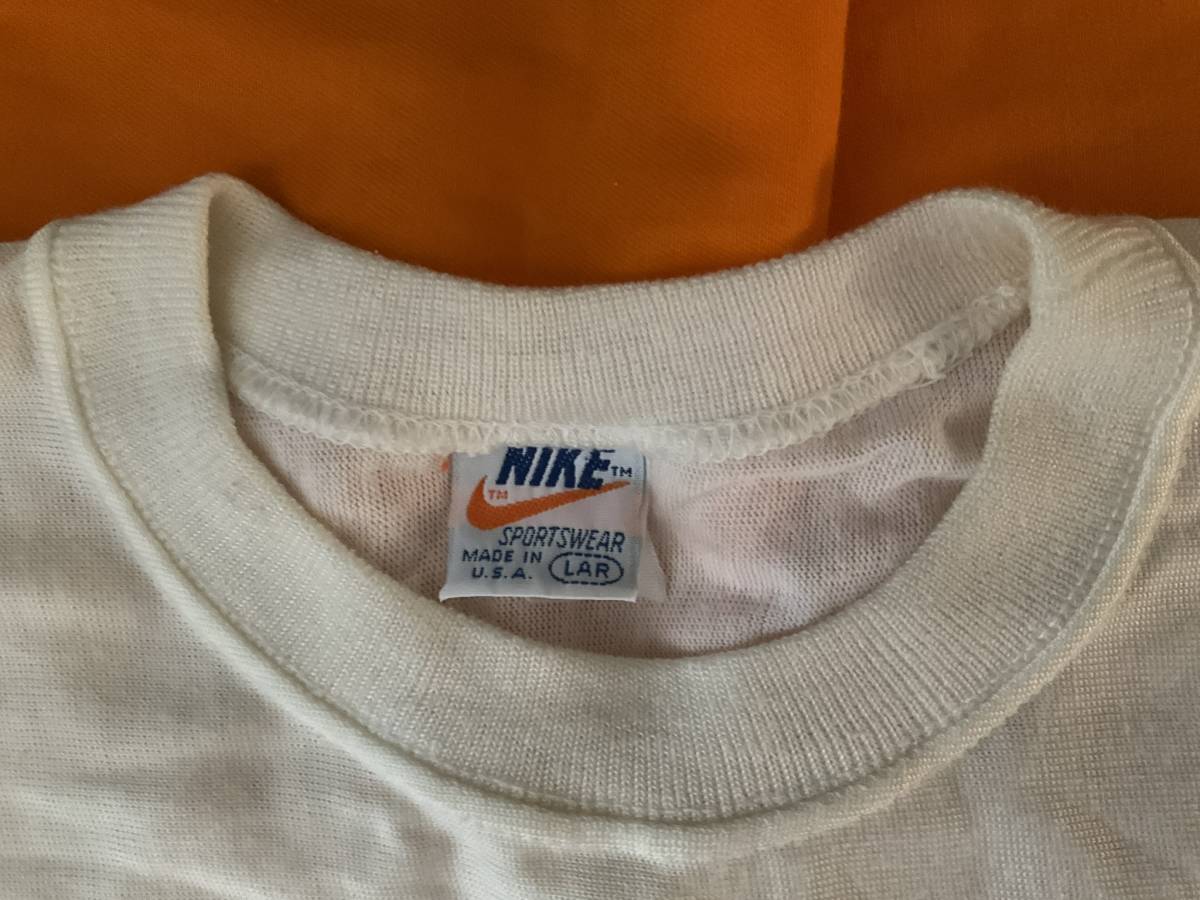 サイズL ゴツナイキ フットボール半袖Tシャツ 80s オレンジタグ USA製 ビンテージ 古着の画像4