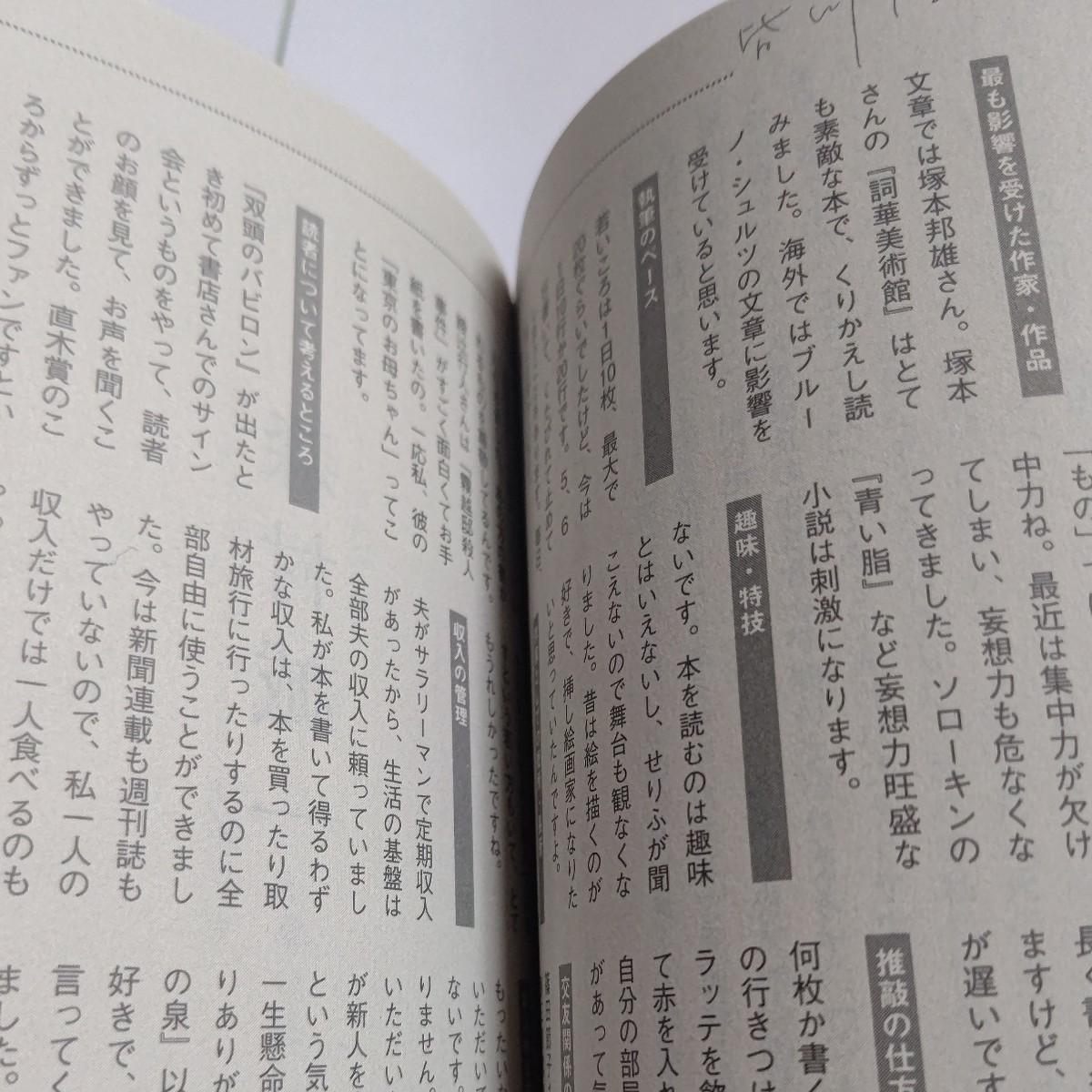 美品 作家の履歴書21作家語る 仕事を志した理由など、有名プロ作家たちの回答は？。創作の秘密から、収入管理や交友関係まで赤裸々に大公開_画像9