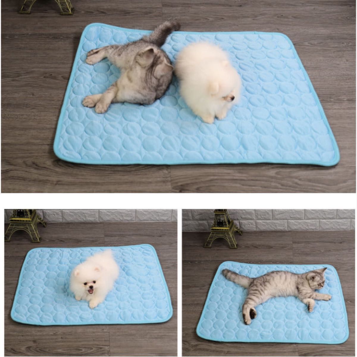 【新品】ペット用 ひんやり 接触冷感 マット 60×50㎝　ブルー　犬猫　小動物　洗濯可能　 ひんやりマット