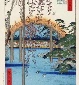 額装 歌川広重 (Utagawa Hiroshige) 木版画　No65 亀戸天神境内 　 名所江戸百景 自宅に届いて直ぐに飾れる、やはり広重は凄い!!