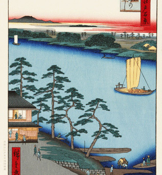 額装 歌川広重 (Utagawa Hiroshige) 木版画　No93 にい宿のわたし　 名所江戸百景 自宅に届いて直ぐに飾れる、やはり広重は凄い!!_画像5