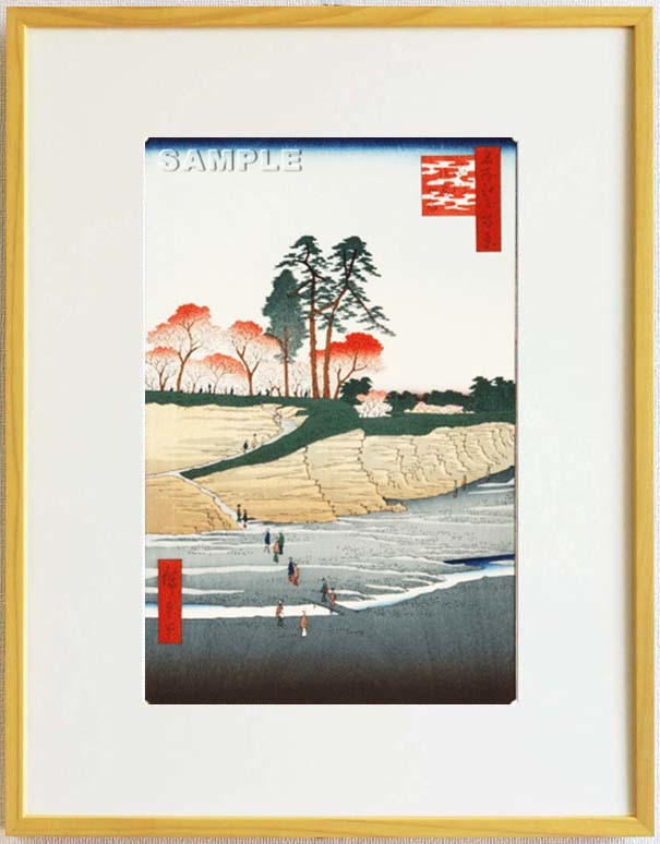 額装 歌川広重 (Utagawa Hiroshige) 木版画　No28 品川御殿やま 　 名所江戸百景 自宅に届いて直ぐに飾れる、やはり広重は凄い!!