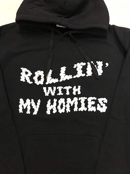最安値挑戦! BH71)NO BRAND プリントプルオーバーパーカー/BLK/L/US