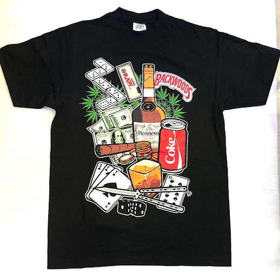 BH68)SHAKA WEAR LIFE IS A GAMBLEプリント Tシャツ半袖/LA/HIPHOP/XL/大きいサイズ/ヘビー/USサイズ_画像1