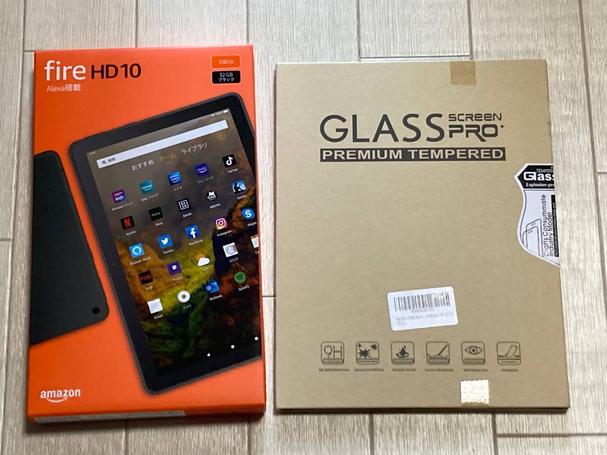 ブラック【第11世代】Fire HD 10 タブレット 10.1インチHDディスプレイ 32GB Amazon タブレット端末 Android 保護ガラス付き