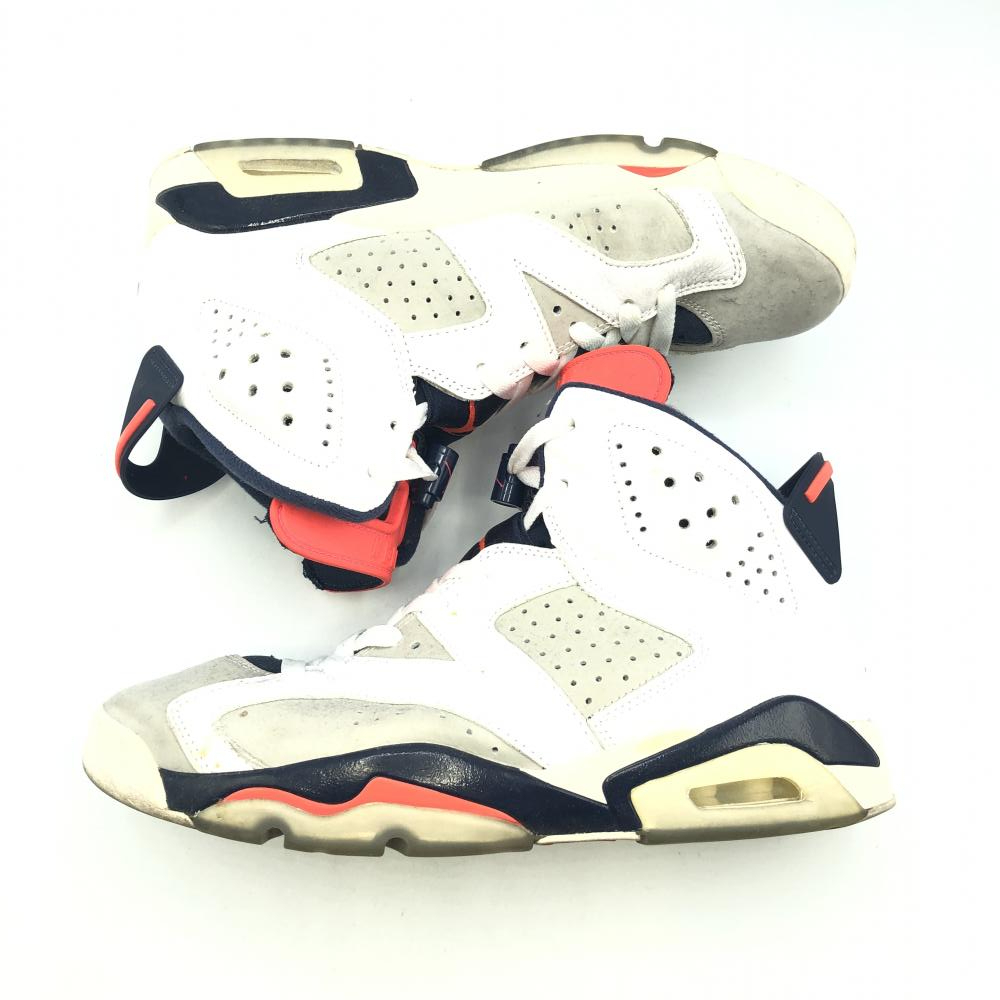 【中古】NIKE AIR JORDAN 6 RETRO 384664-104/26.5cm グレーホワイトネイビーオレンジ ナイキ[240017555465]