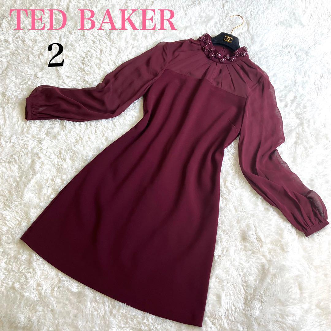 お見舞い 美品 TED BAKER テッドベイカー シルク ロゴボタン シアー袖