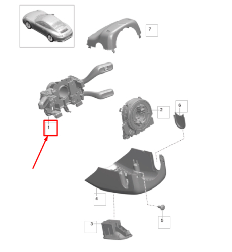 【純正・美品】ポルシェ純正カレラ2018年式　911 991.2用　ステアリングコラムスイッチ　PORSCHE 99161305150 1E0_画像3