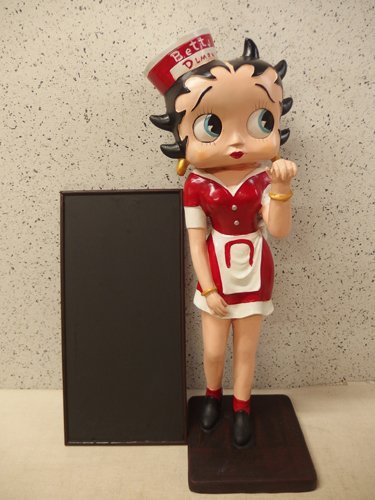 0930529k【サイズB】Betty Boop 看板付き 特大人形 ベティブープ/置物/ベティちゃん/ディスプレイ/ビンテージ/H76cm程/中古品_画像1