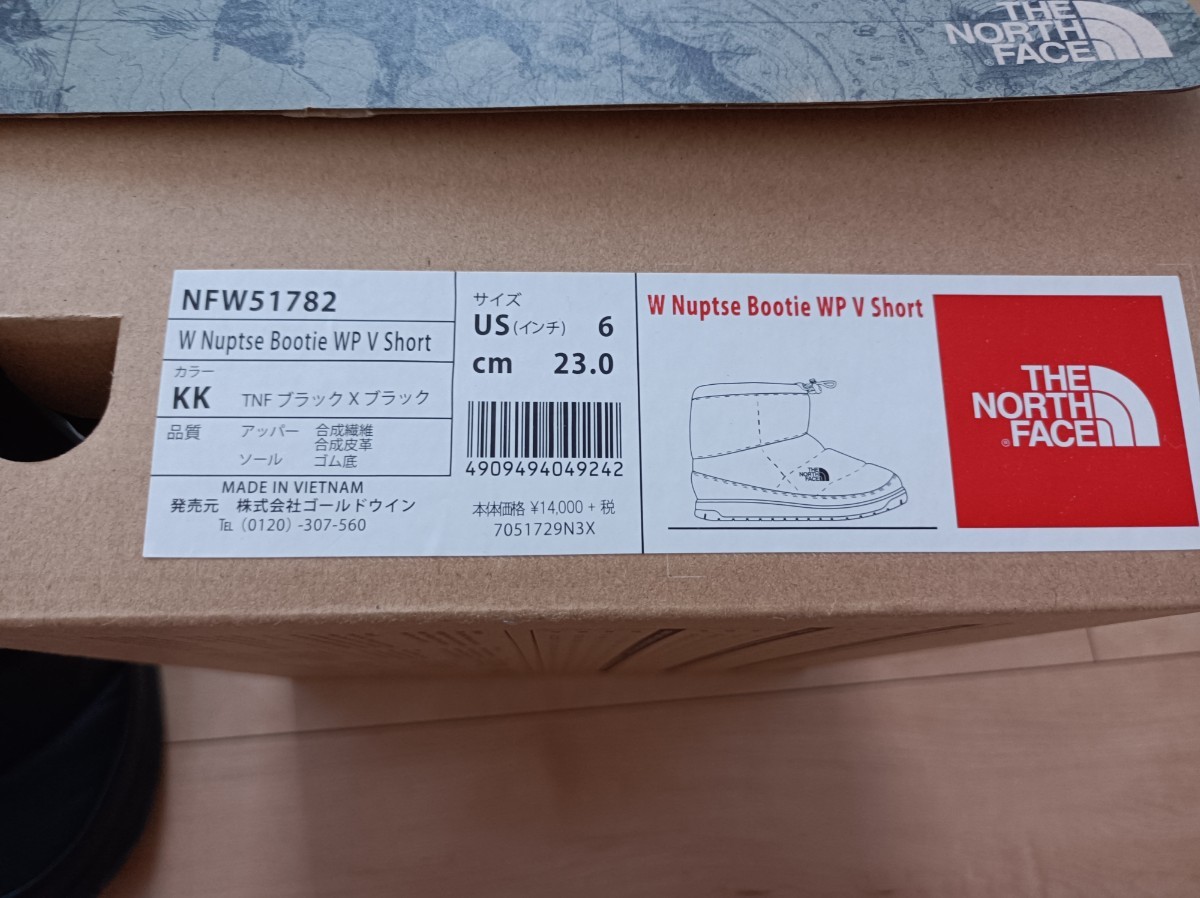  THE NORTH FACE ノースフェイス　NFW51782 W Nuptse Bootie WP V Short ブーツ　１回使用　黒　US6 サイズ23センチ　ヌプシブーティー_画像8