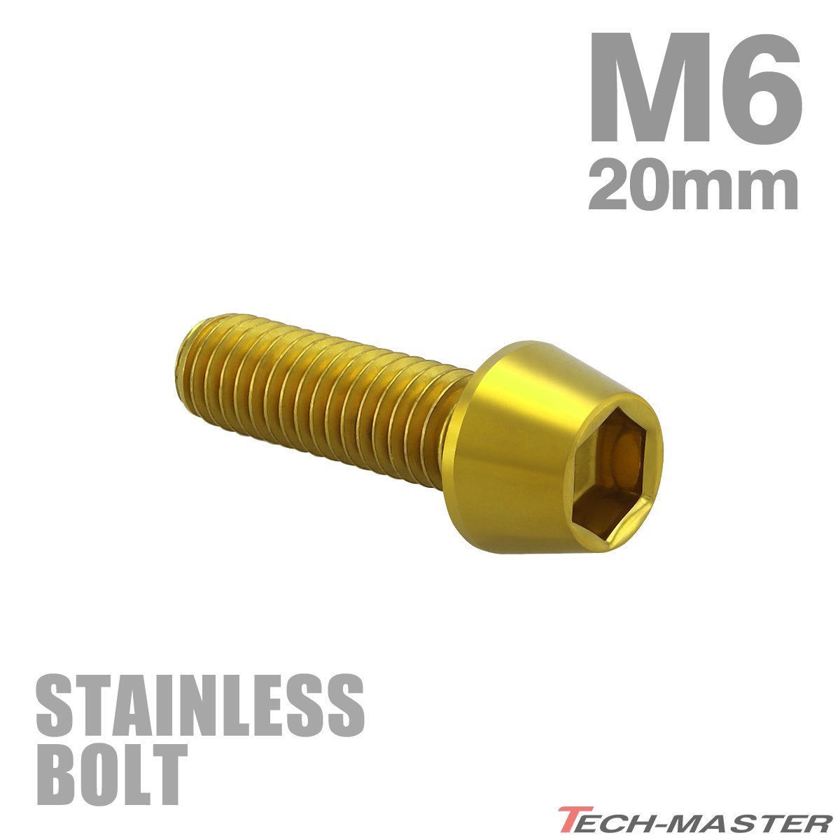 M6×20mm P1.0 キャップボルト テーパヘッド ステンレス ゴールド カウル フェンダー エンジン 車 バイク カスタム 1個 TB0073_画像1