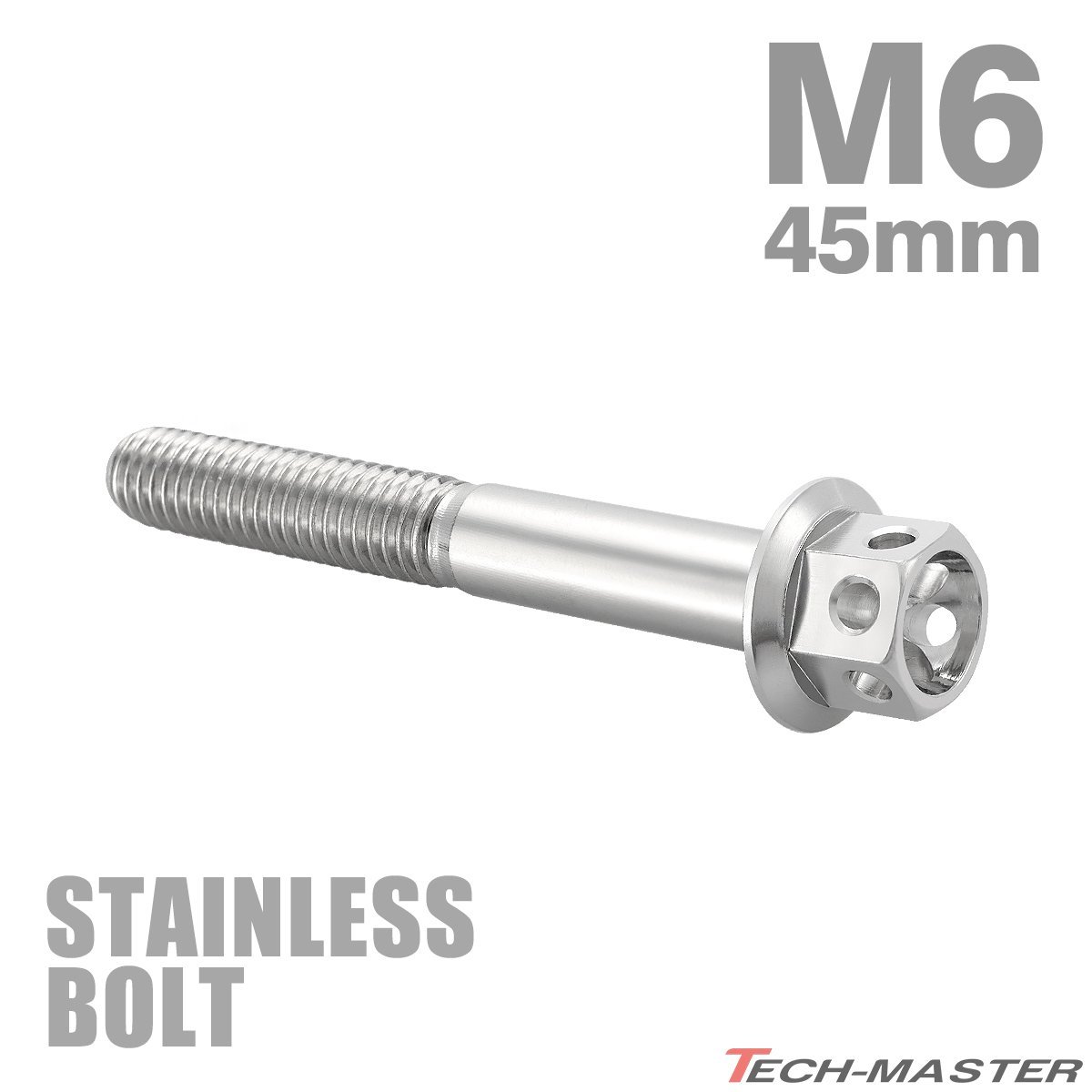 M6×45mm P1.0 フランジボルト フラワーヘッド ステンレス シルバー カウル フェンダー エンジン 車 バイク カスタム 1個 TB0432_画像1