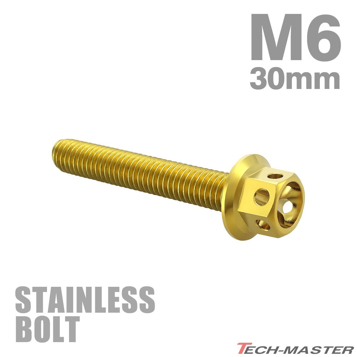 M6×30mm P1.0 フランジボルト フラワーヘッド ステンレス ゴールド カウル フェンダー エンジン 車 バイク カスタム 1個 TB0488_画像1