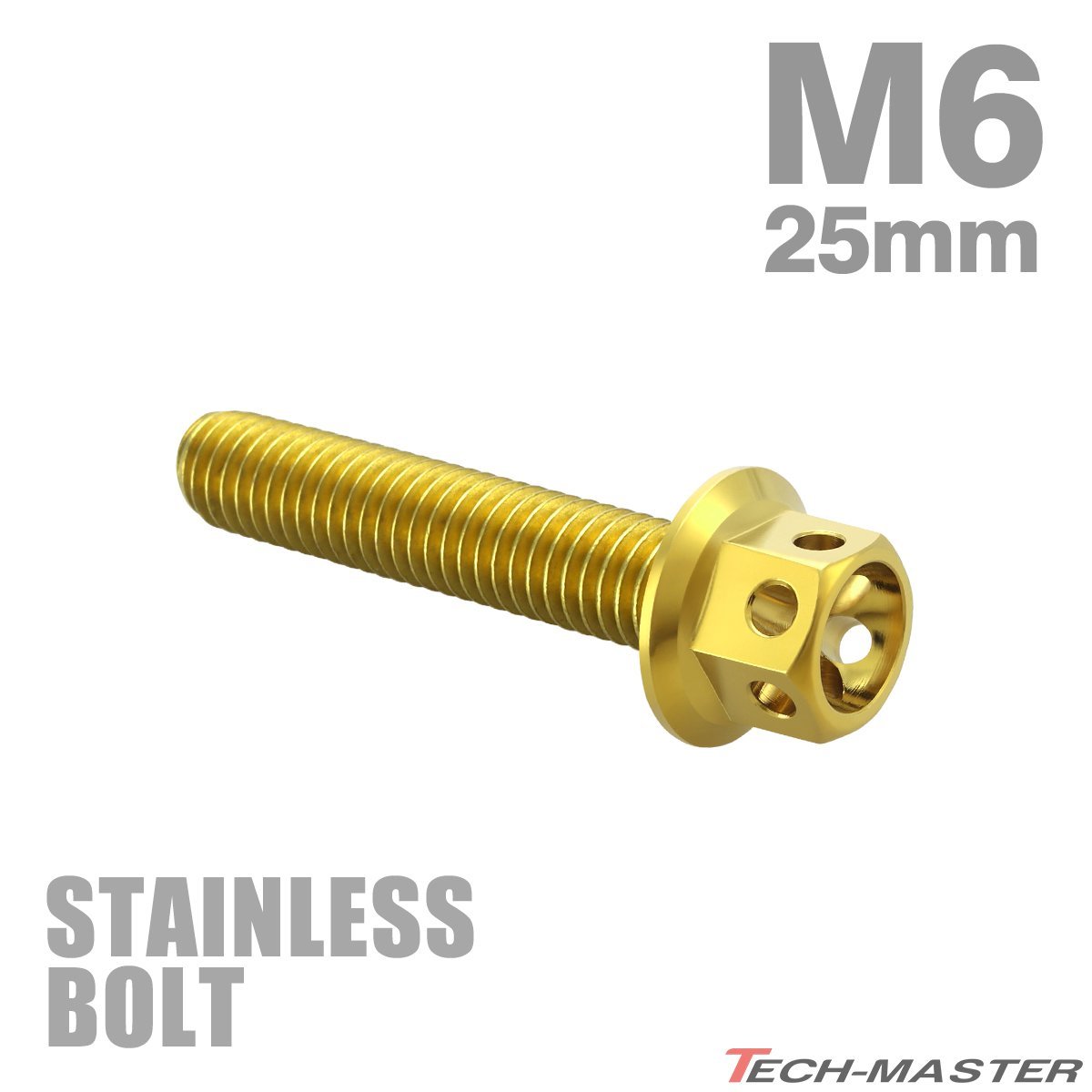 M6×25mm P1.0 フランジボルト フラワーヘッド ステンレス ゴールド カウル フェンダー エンジン 車 バイク カスタム 1個 TB0487_画像1