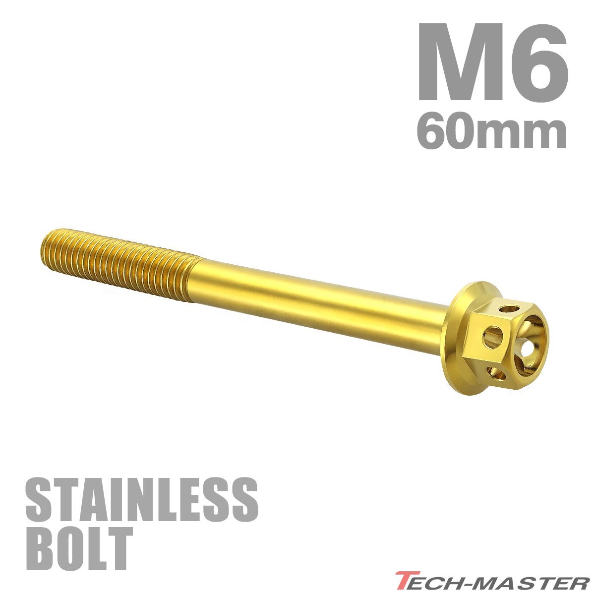 M6×60mm P1.0 フランジボルト フラワーヘッド ステンレス ゴールド カウル フェンダー エンジン 車 バイク カスタム 1個 TB0494の画像1
