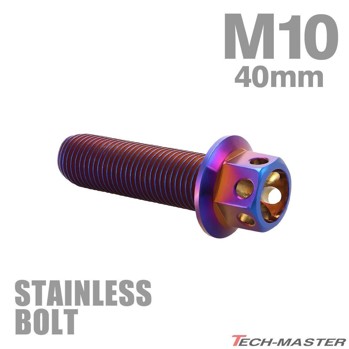 M10×40mm P1.25 フランジボルト フラワーヘッド ステンレス 焼きチタンカラー カウル フェンダー エンジン 車 バイク カスタム 1個 TB0585_画像1