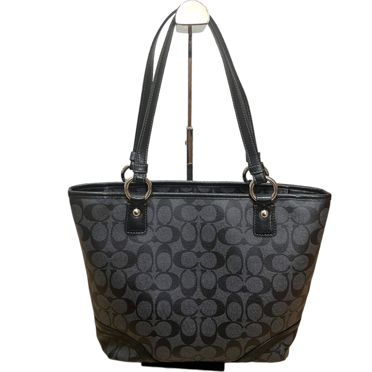 【極美品】COACH シグネチャー トートバッグ A4収納可 ブラック PVC ショルダーバッグ