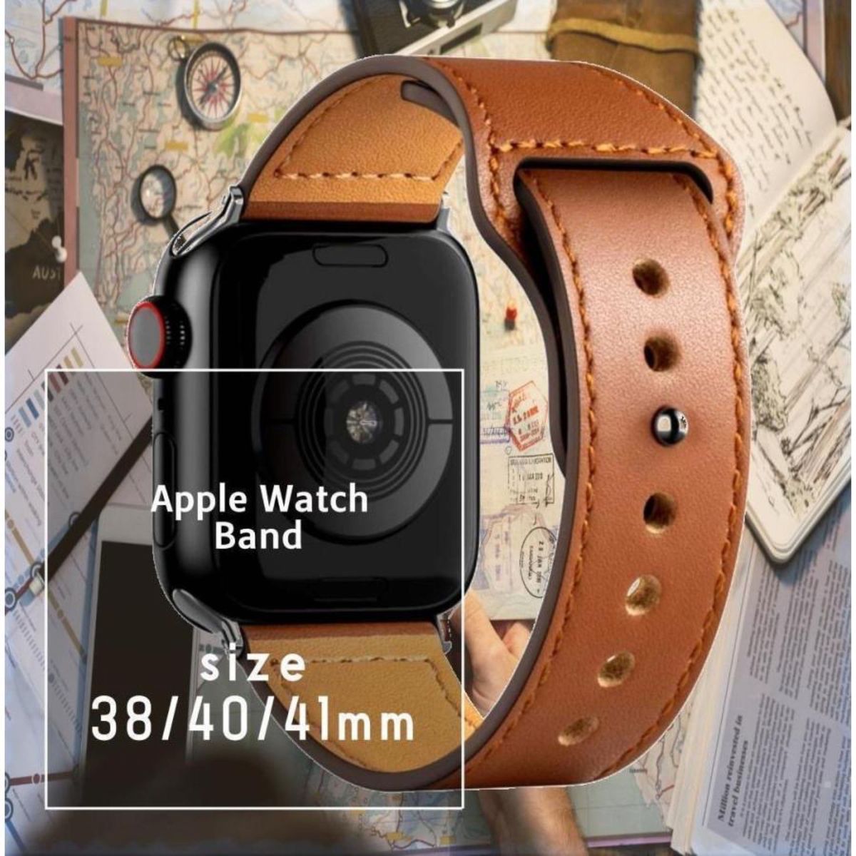 ブラウン本革アップルウォッチ レザーバンド38mm〜41mm対応 Apple Watch スマートウォッチ