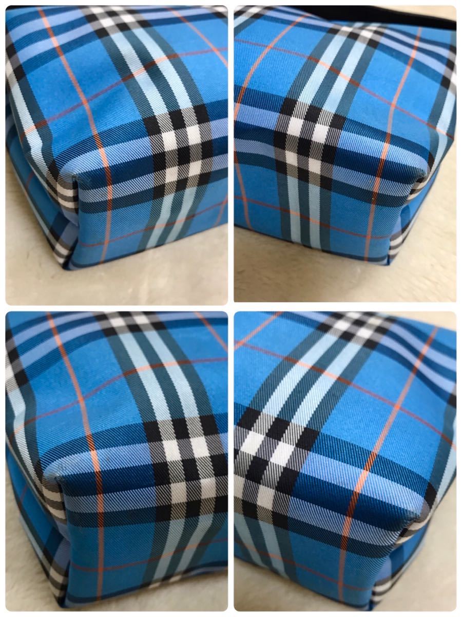 希少モデル BURBERRY LONDON 青 チェック ミニハンドバッグ 総柄 希少モデル BURBERRY LONDON 青 チェック ミニハンドバッグ 総柄