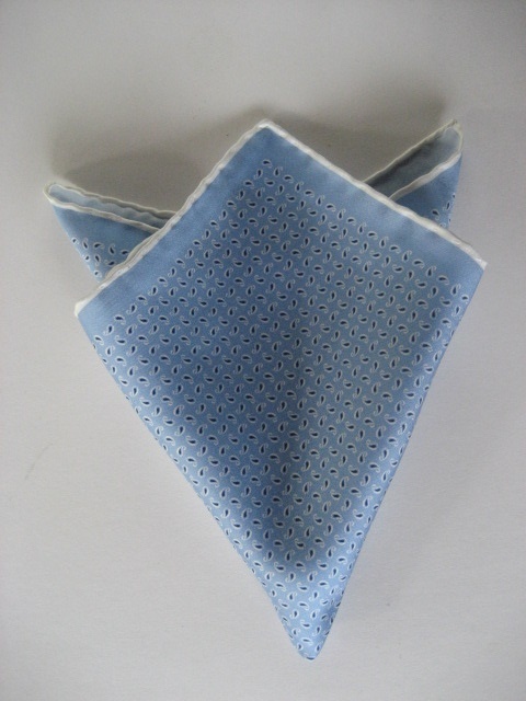 [Personality](pa-sonaliti) pocket square ( Italy made ) Silk( silk )100% blue fine pattern hand made unused goods 