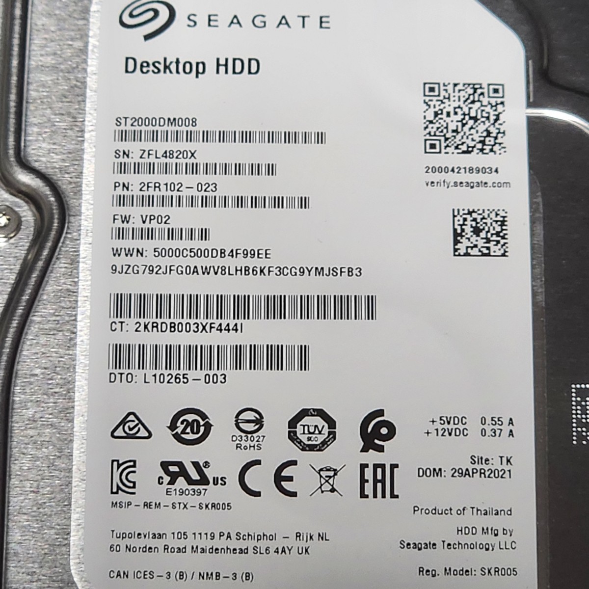 SEAGATE ST2000DM008-2FR102 2000GB/2TB 3 5インチ内蔵HDD 2021 SEAGATE ST2000DM008-2FR102 2000GB/2TB 3 5インチ内蔵HDD 2021