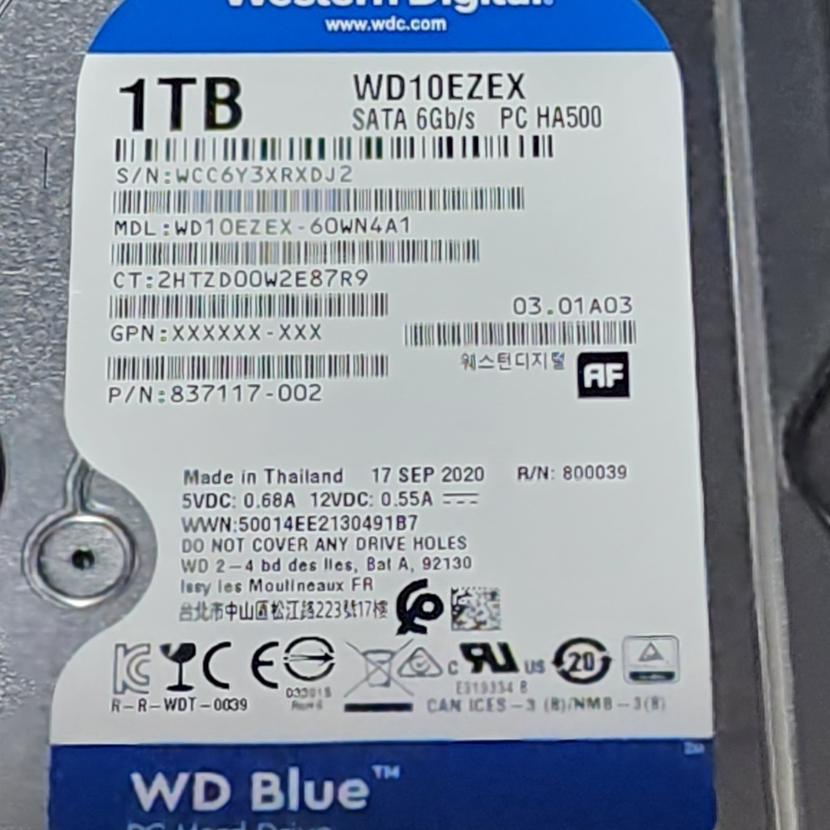WesternDigtal WD Blue WD10EZEX-60WN4A1 1000GB/1TB 3 5インチ WesternDigtal WD Blue WD10EZEX-60WN4A1 1000GB/1TB 3 5インチ